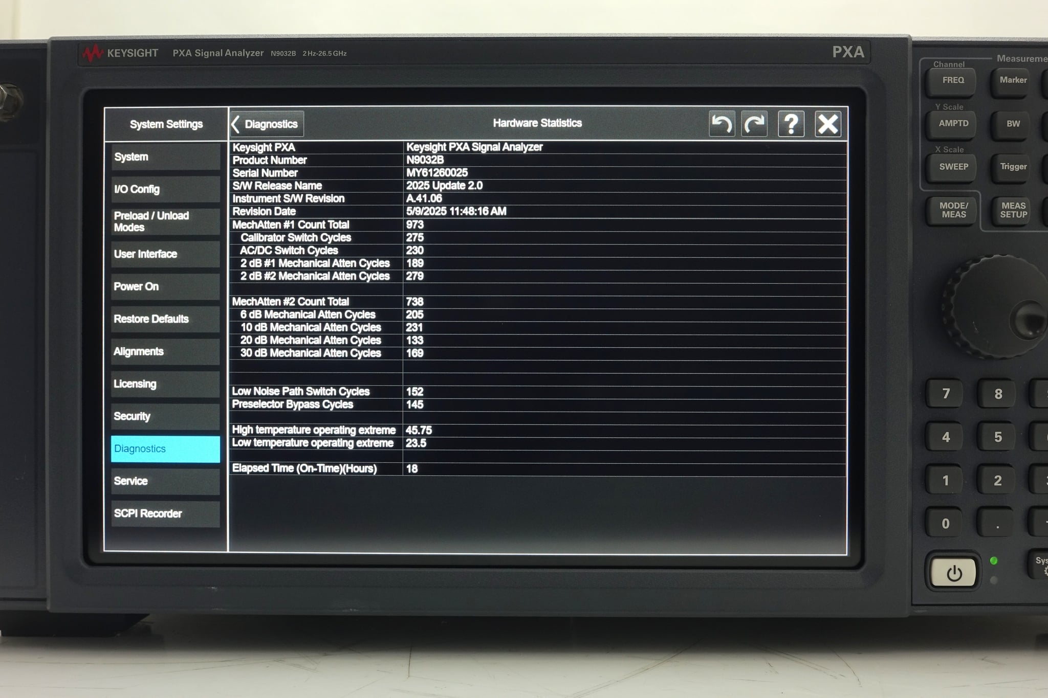 2 Hz to 26.5 GHz Keysight Used N9032B-526 - Actual Instrument - Image 10