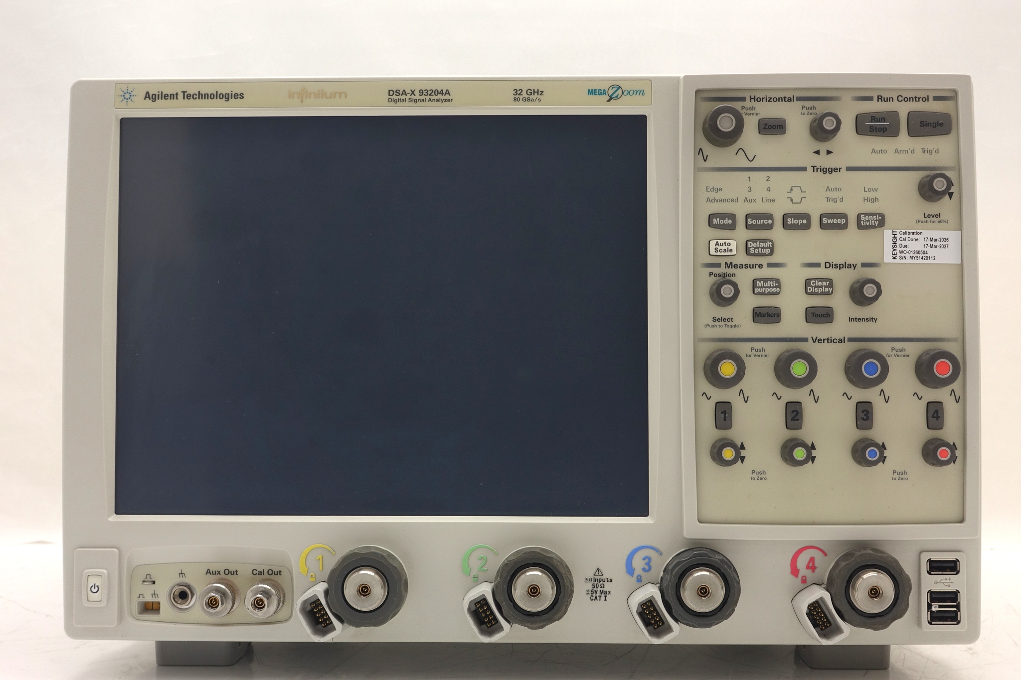 Infiniium High-Performance Oscilloscope / 33 GHz / 80/40 GSa/s / 4 Channels / 50M Keysight Used DSAX93204A - Actual Instrument - Image 1