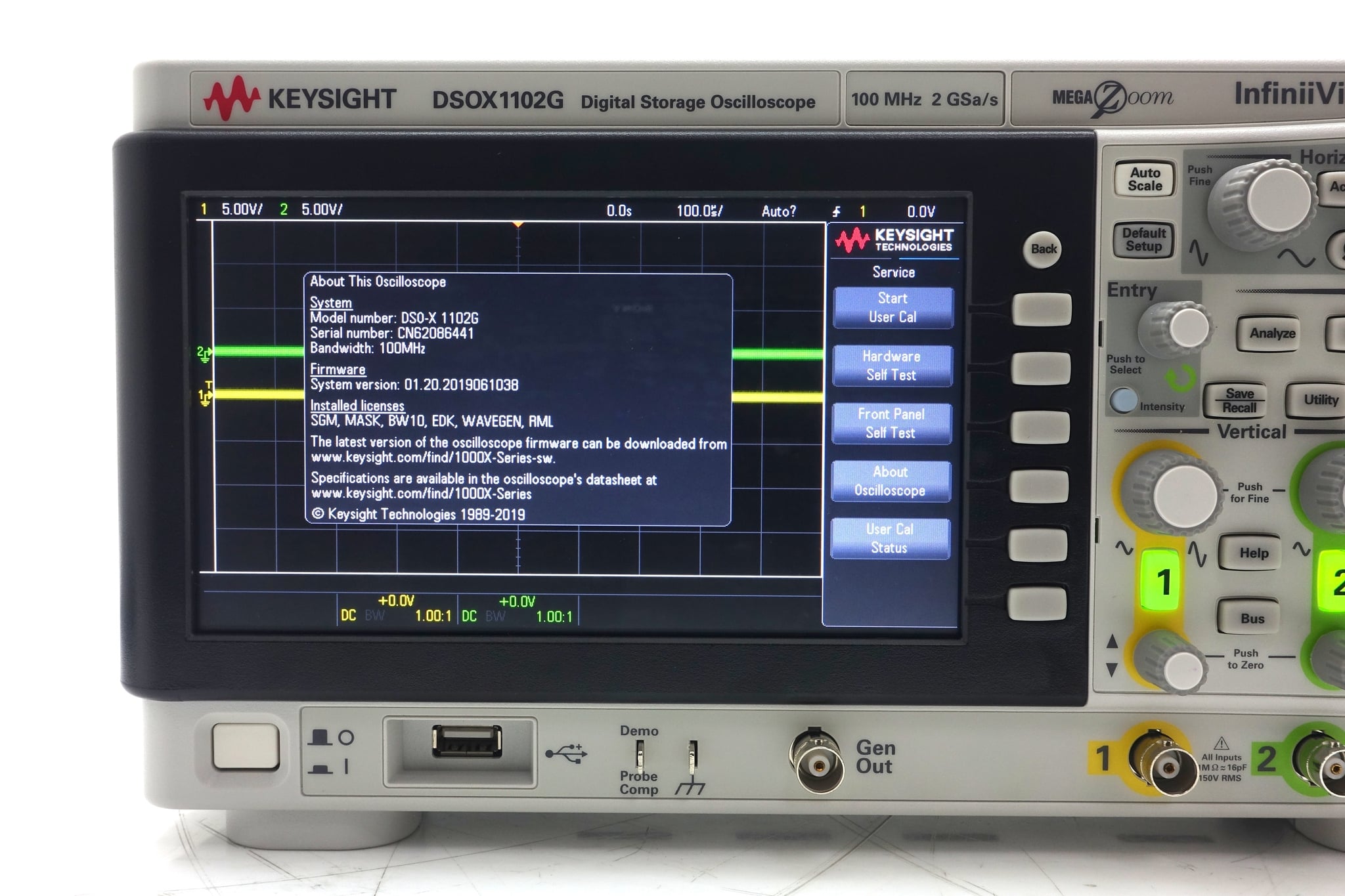 Oscilloscope / 70MHz / 2 Analog Channels Keysight Used DSOX1102G - Actual Instrument - Image 8