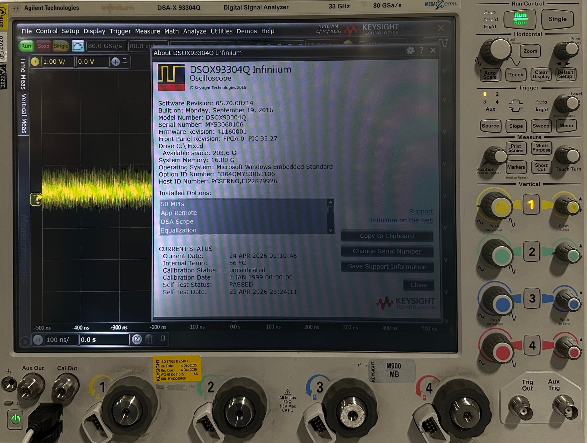 Infiniium High-Performance Oscilloscope / 33 GHz / 80 GSa/S / 4 Channel / 50 M Keysight Used DSAX93304Q - Actual Instrument - Image 9