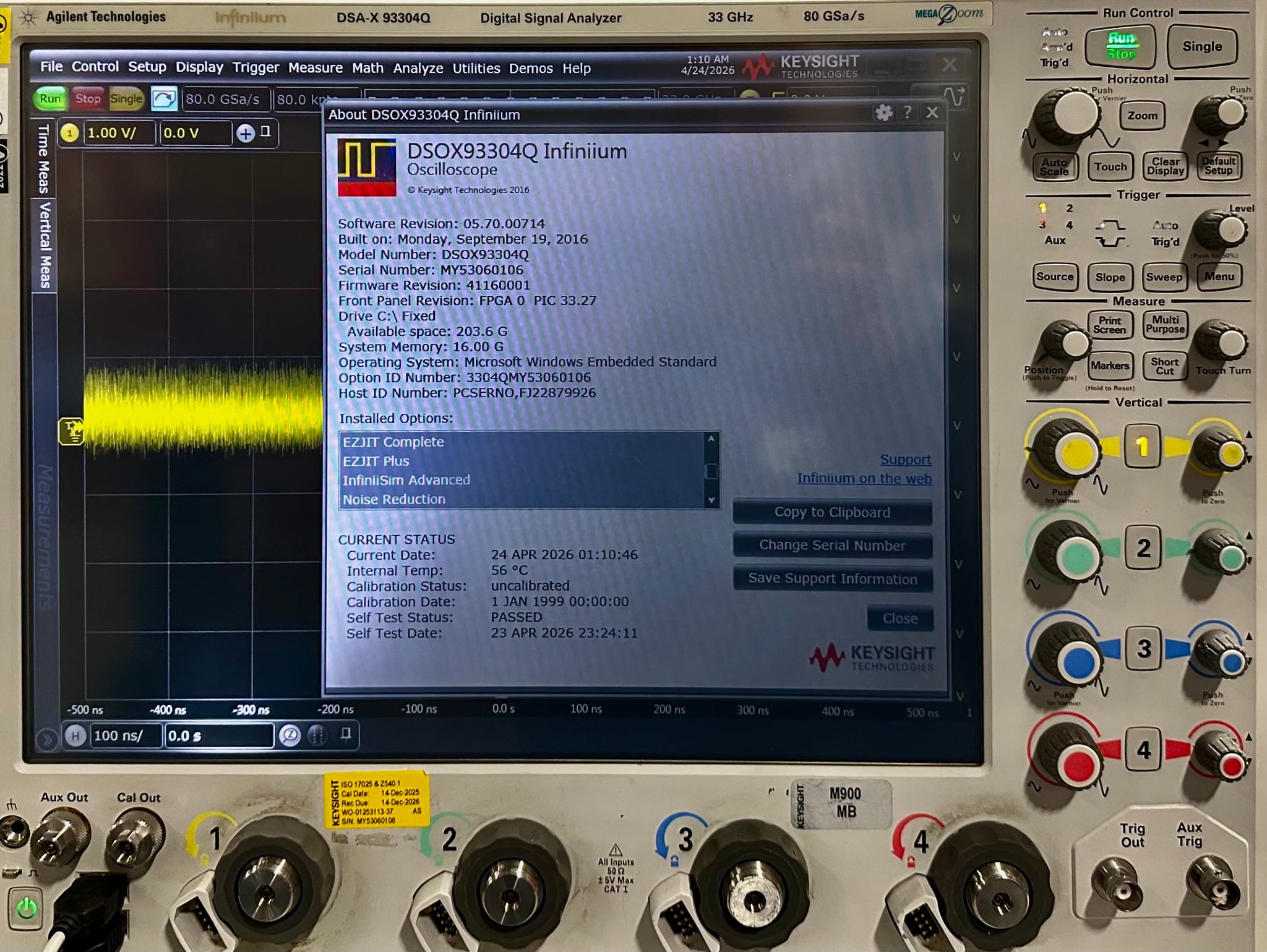 Infiniium High-Performance Oscilloscope / 33 GHz / 80 GSa/S / 4 Channel / 50 M Keysight Used DSAX93304Q - Actual Instrument - Image 10