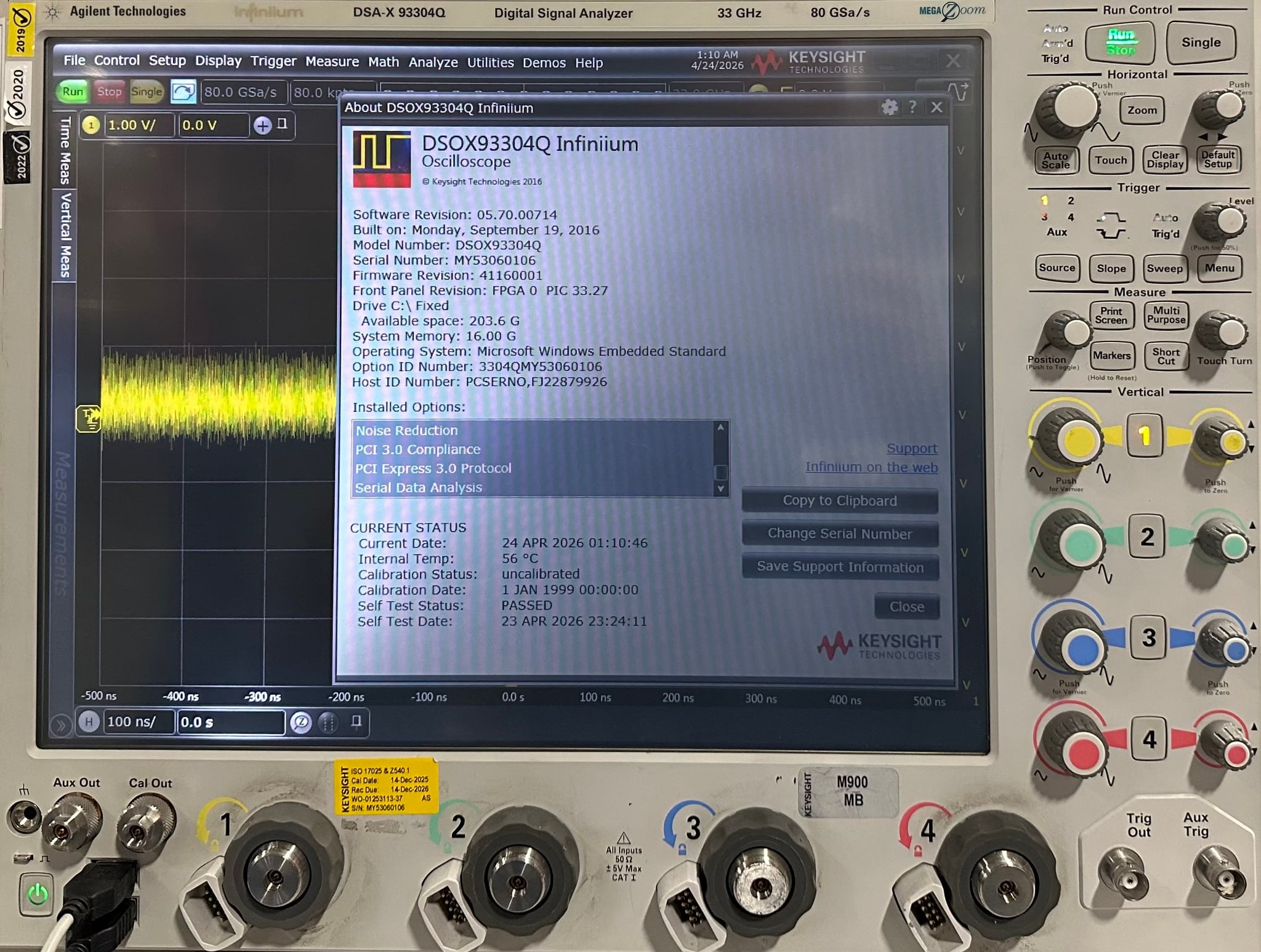 Infiniium High-Performance Oscilloscope / 33 GHz / 80 GSa/S / 4 Channel / 50 M Keysight Used DSAX93304Q - Actual Instrument - Image 11