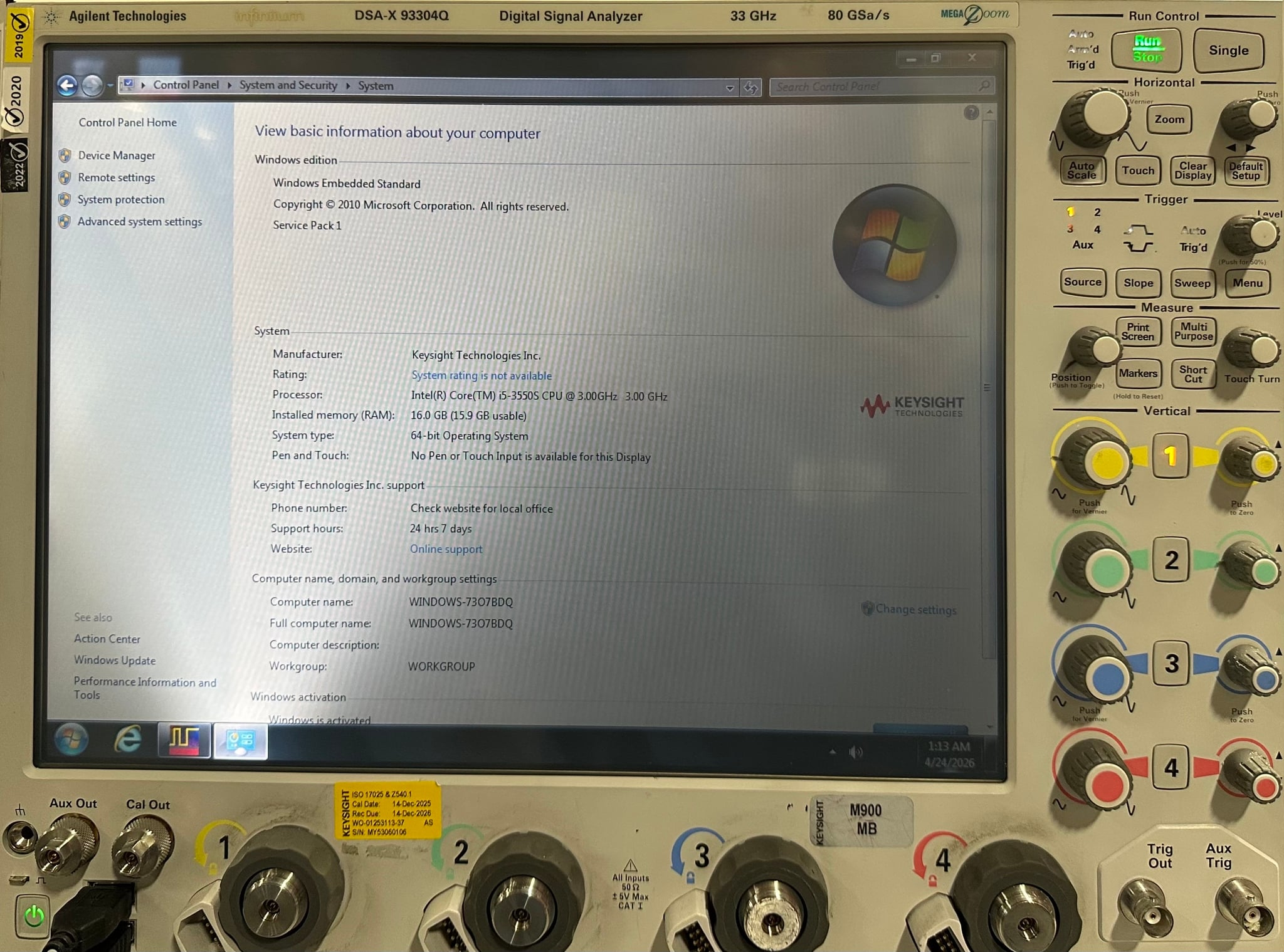 Infiniium High-Performance Oscilloscope / 33 GHz / 80 GSa/S / 4 Channel / 50 M Keysight Used DSAX93304Q - Actual Instrument - Image 12