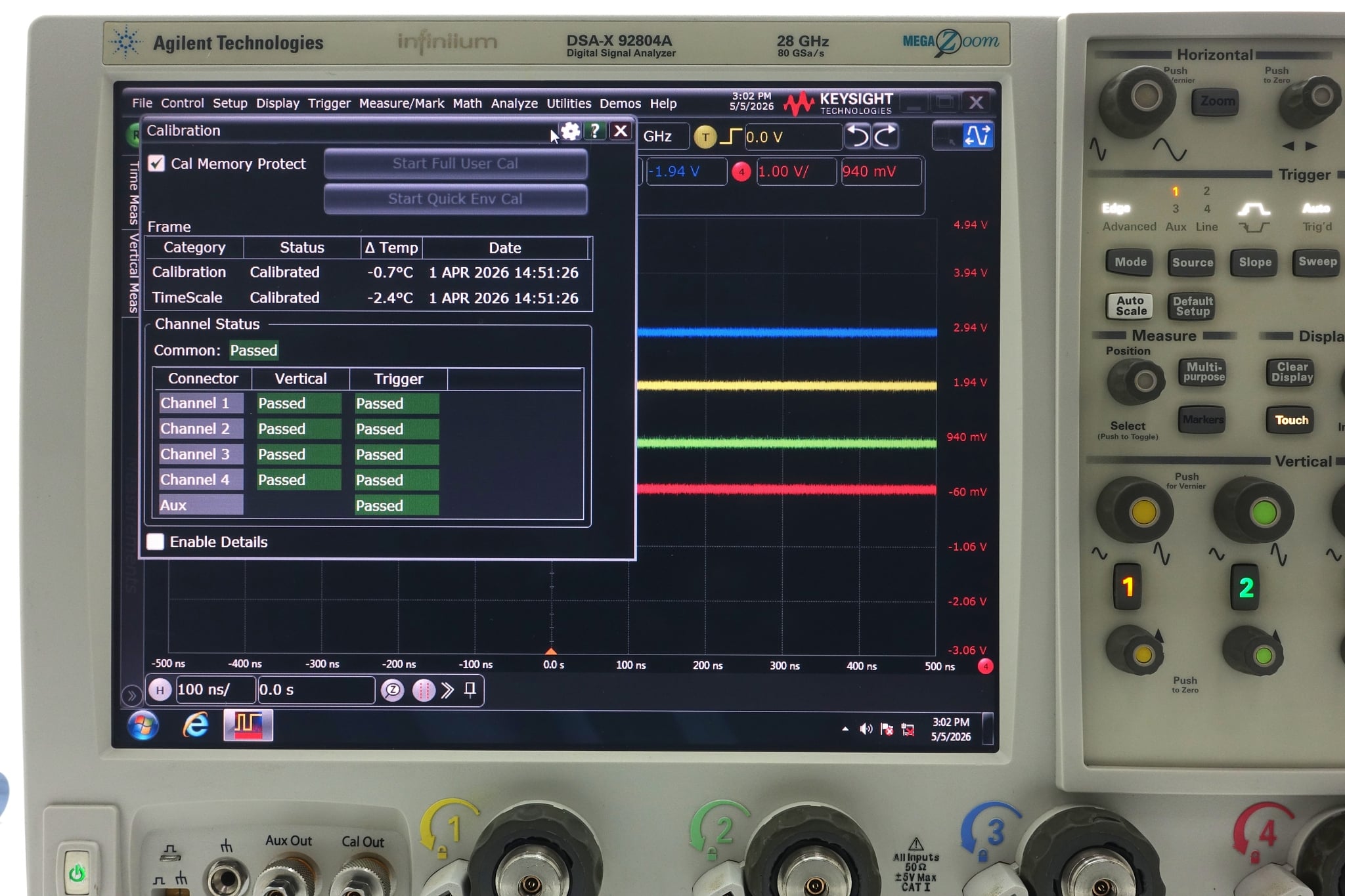 Infiniium High-Performance Oscilloscope / 28 GHz / 80/40 GSa/s / 4 Channels / 50M Keysight Used DSAX92804A - Actual Instrument - Image 9