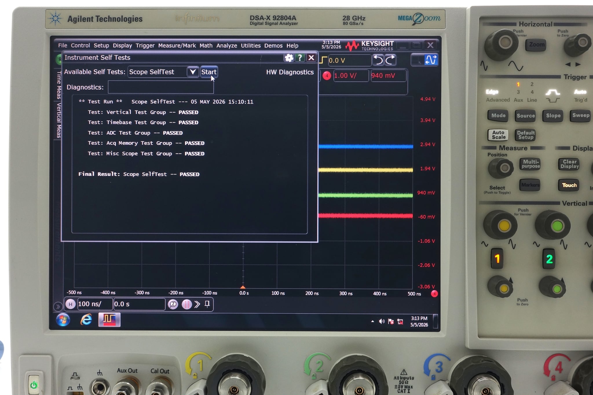 Infiniium High-Performance Oscilloscope / 28 GHz / 80/40 GSa/s / 4 Channels / 50M Keysight Used DSAX92804A - Actual Instrument - Image 10