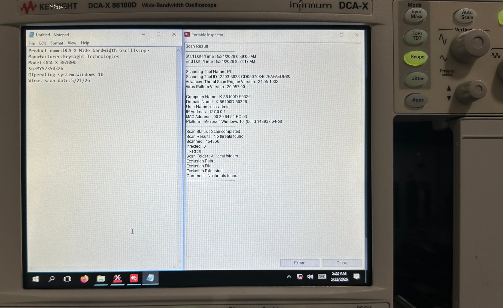 Infiniium DCA-X Wide-Bandwidth Oscilloscope Mainframe Keysight Used 86100D - Actual Instrument - Image 10