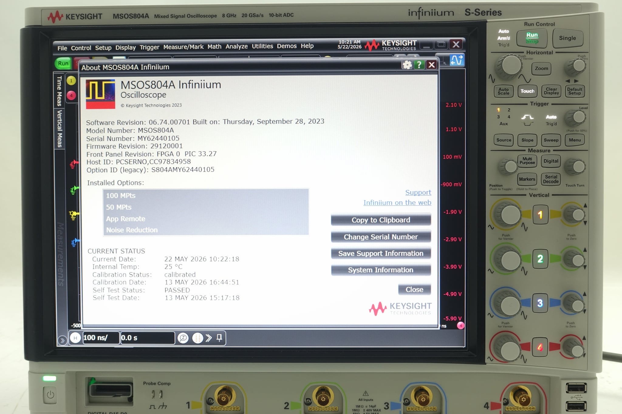 High-Definition Oscilloscope / 8 GHz / 4 Analog Plus 16 Digital Channels Keysight Used MSOS804A - Actual Instrument - Image 11