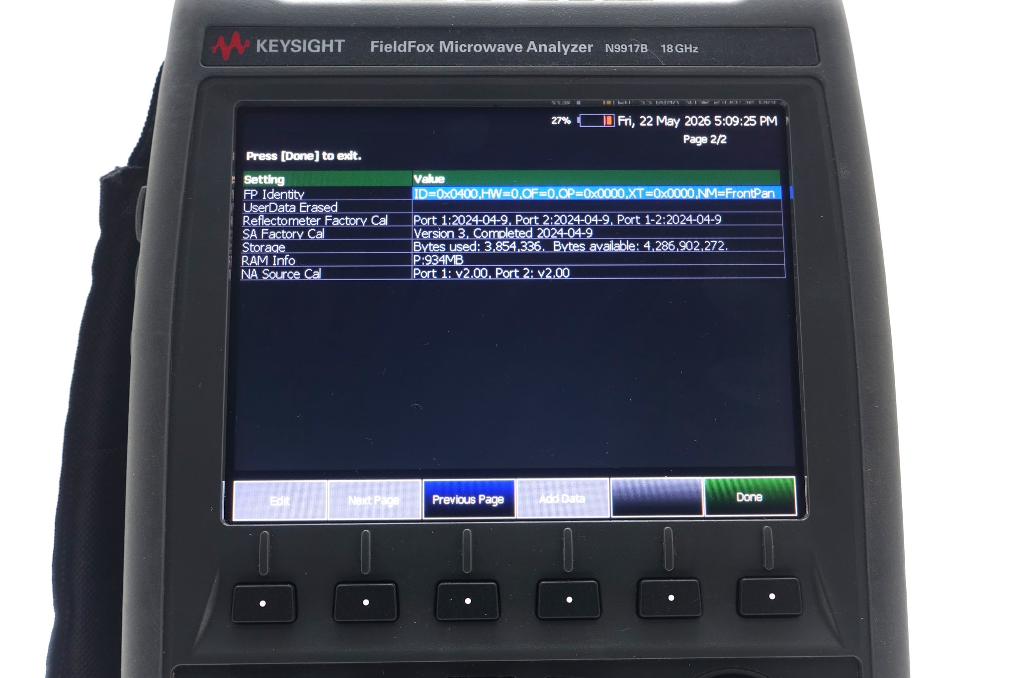 FieldFox Handheld Microwave Analyzer / 30 kHz to 18 GHz Keysight Used N9917B - Actual Instrument - Image 15