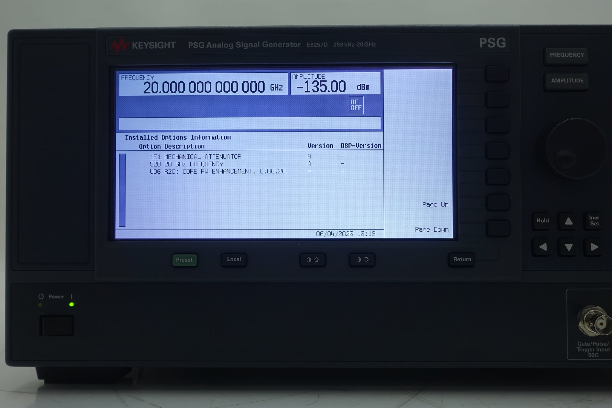 250 kHz to 20 GHz Keysight Used E8257D-520 - Actual Instrument - Image 9