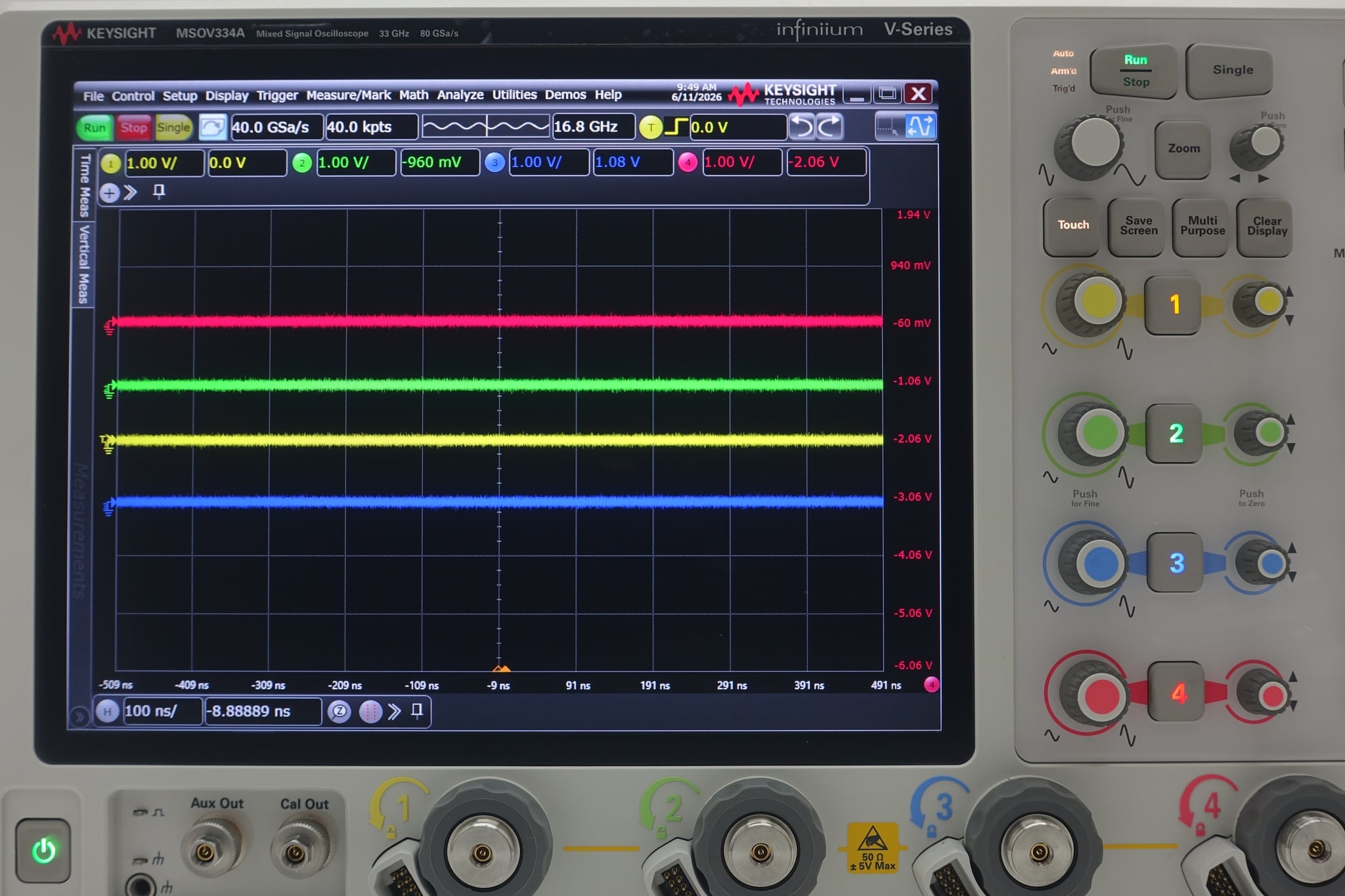 Mixed Signal Oscilloscope / 33 GHz / 4 Analog Plus 16 Digital Channels Keysight Used MSOV334A - Actual Instrument - Image 10
