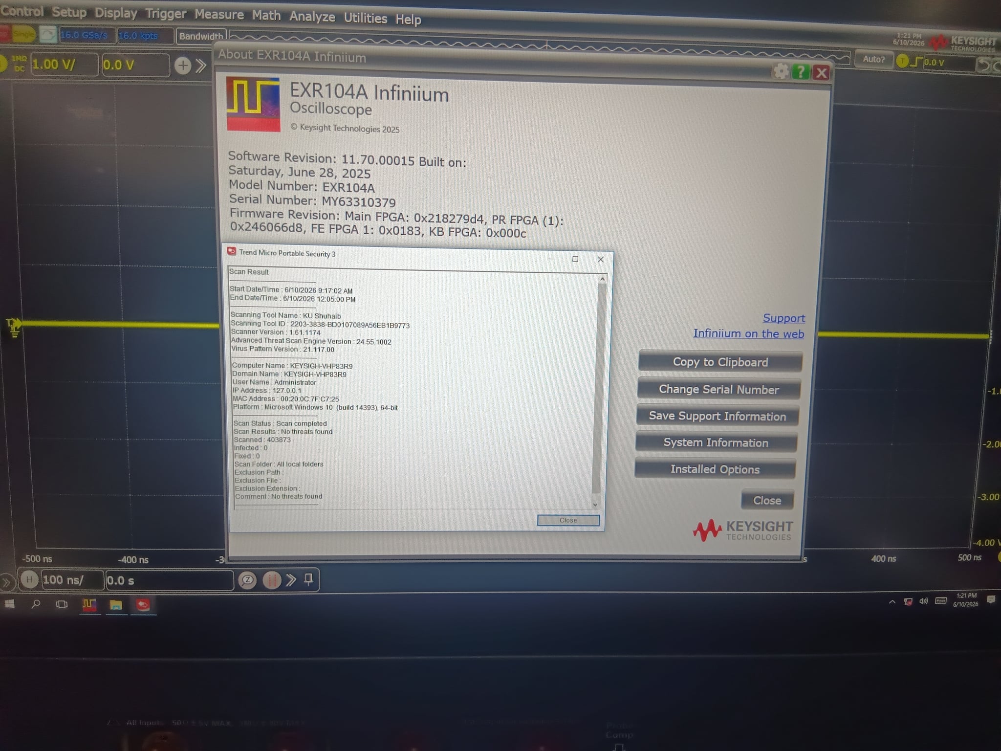 Infiniium EXR-Series Real-Time Oscilloscope / 1 GHz / 16 GSa/s / 4 Channel Keysight Used EXR104A - Actual Instrument - Image 13