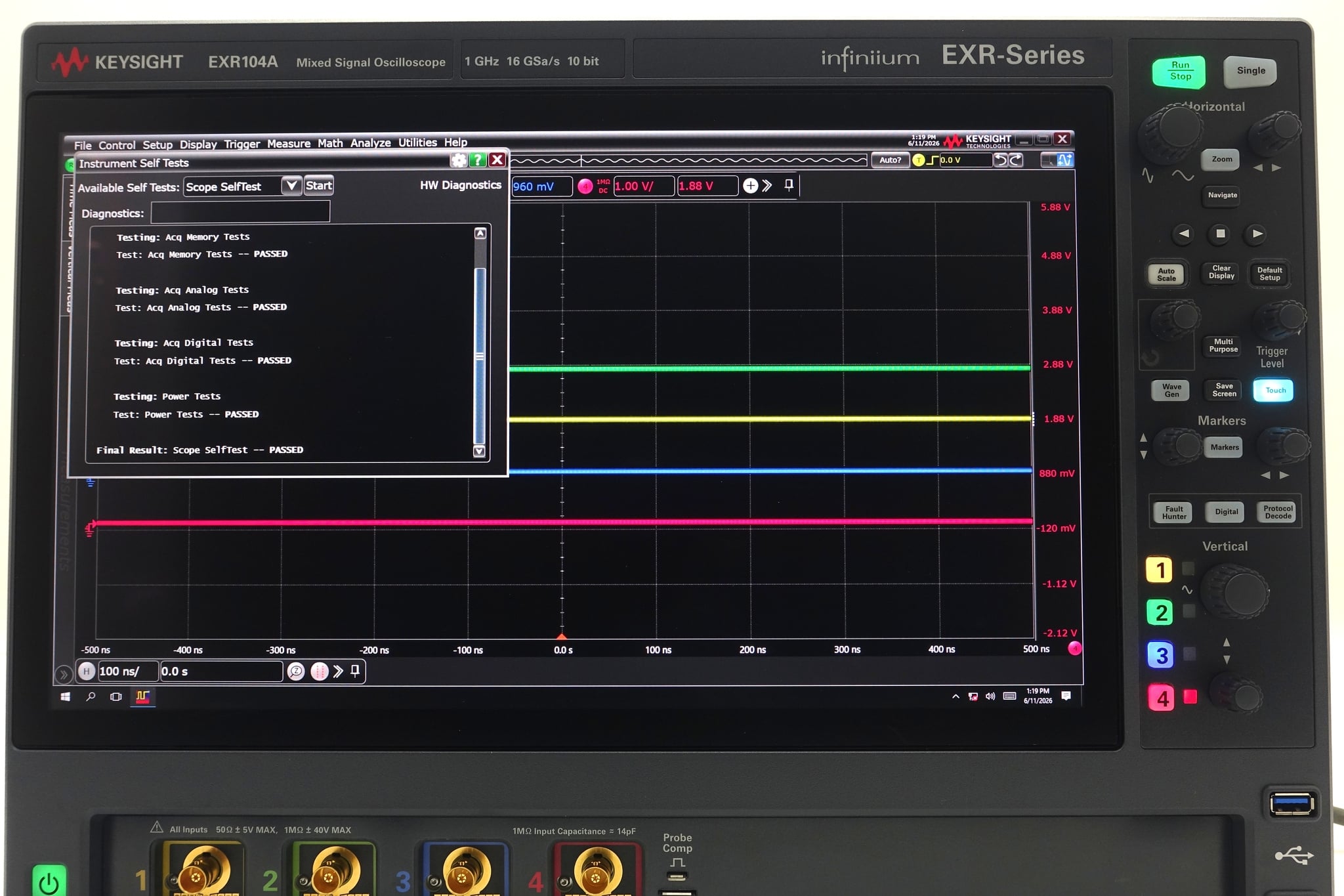 Infiniium EXR-Series Real-Time Oscilloscope / 1 GHz / 16 GSa/s / 4 Channel Keysight Used EXR104A - Actual Instrument - Image 11