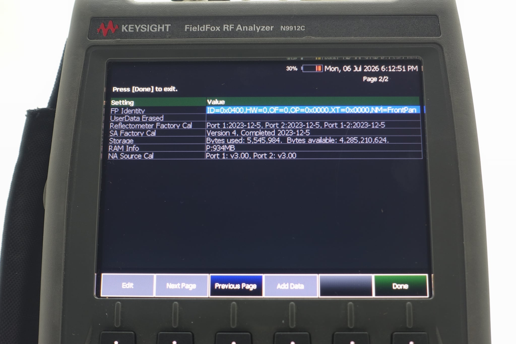 FieldFox Handheld RF Analyzer Keysight Used N9912C - Actual Instrument - Image 14