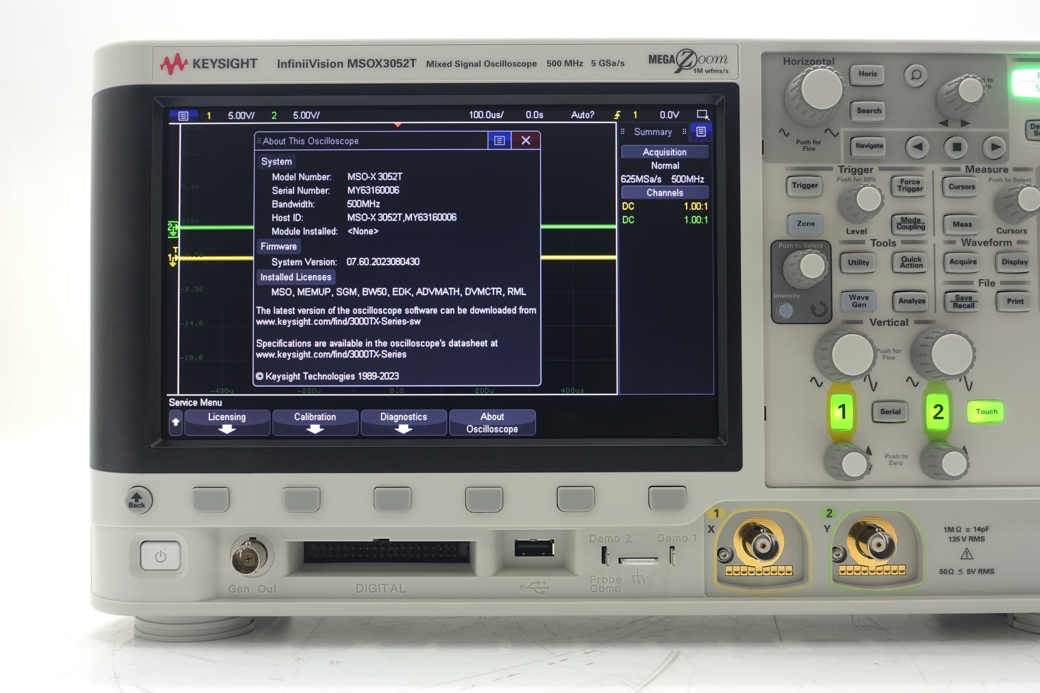 Oscilloscope, mixed signal, 2+16-channel, 500 MHz Keysight Used MSOX3052T - Actual Instrument - Image 8