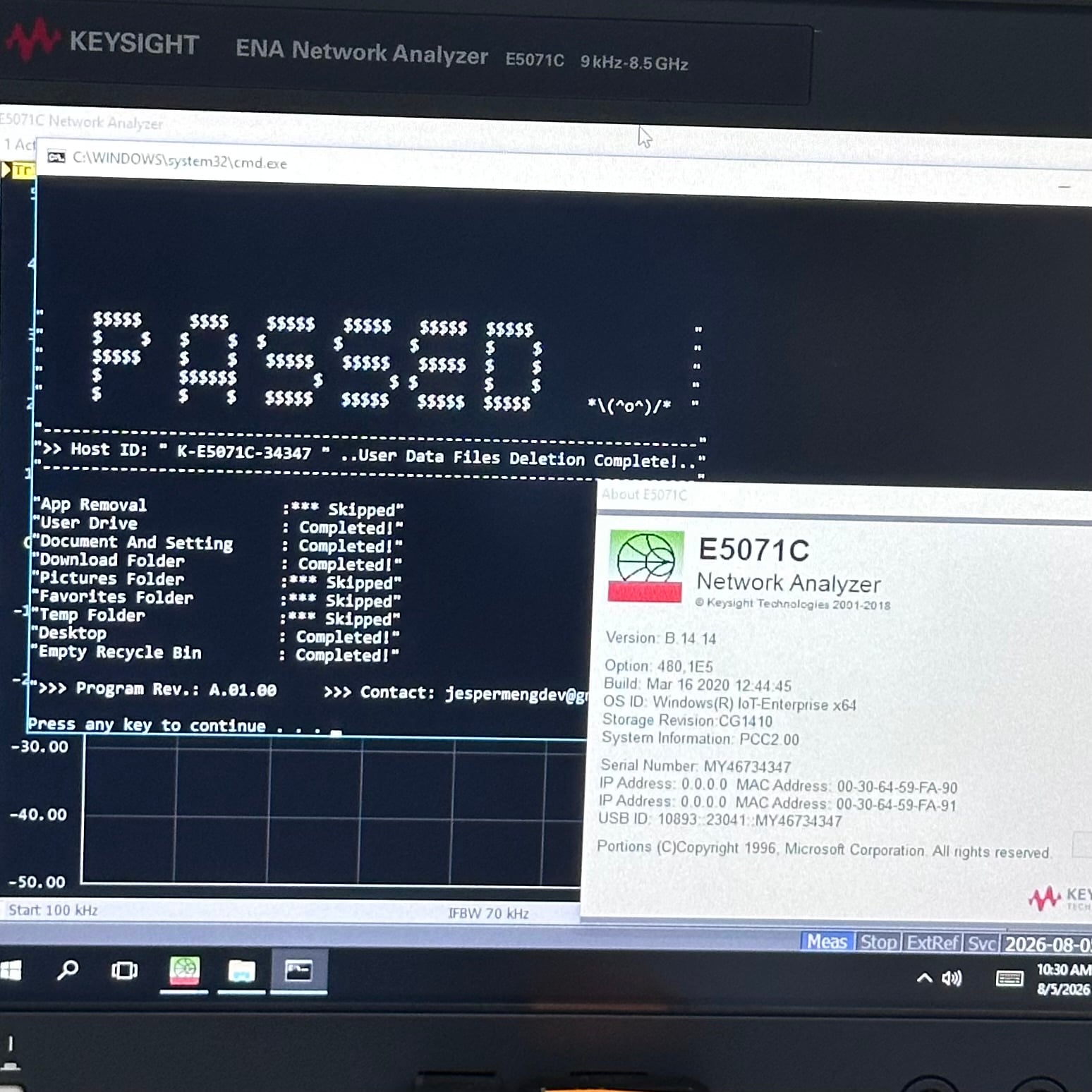 4-port Test Set / 9 kHz to 8.5 GHz / Without Bias Tees Keysight Used E5071C-480 - Actual Instrument - Image 11