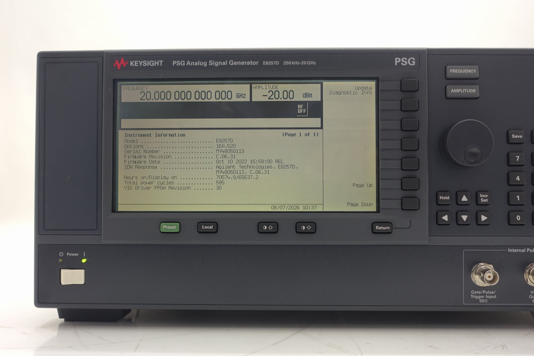 250 kHz to 20 GHz Keysight Used E8257D-520 - Actual Instrument - Image 11