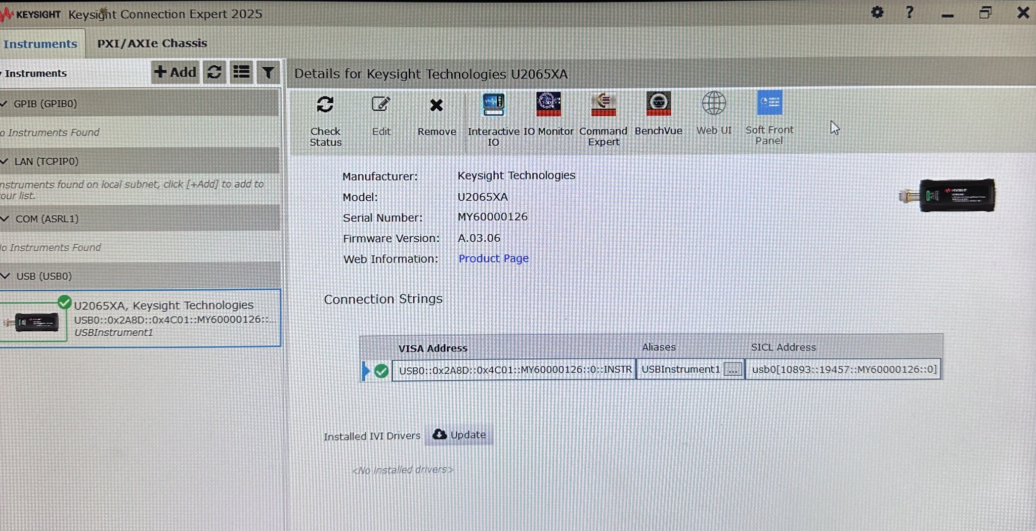 USB Wide Dynamic Range Average & Peak Power Sensor / 10MHz to 50GHz Keysight Used U2065XA - Actual Instrument - Image 7
