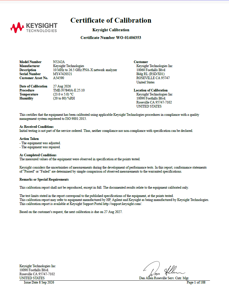 4-port / Configurable Test Set / Internal Second Source Keysight Used N5242A-400 - Actual Instrument - Image 10